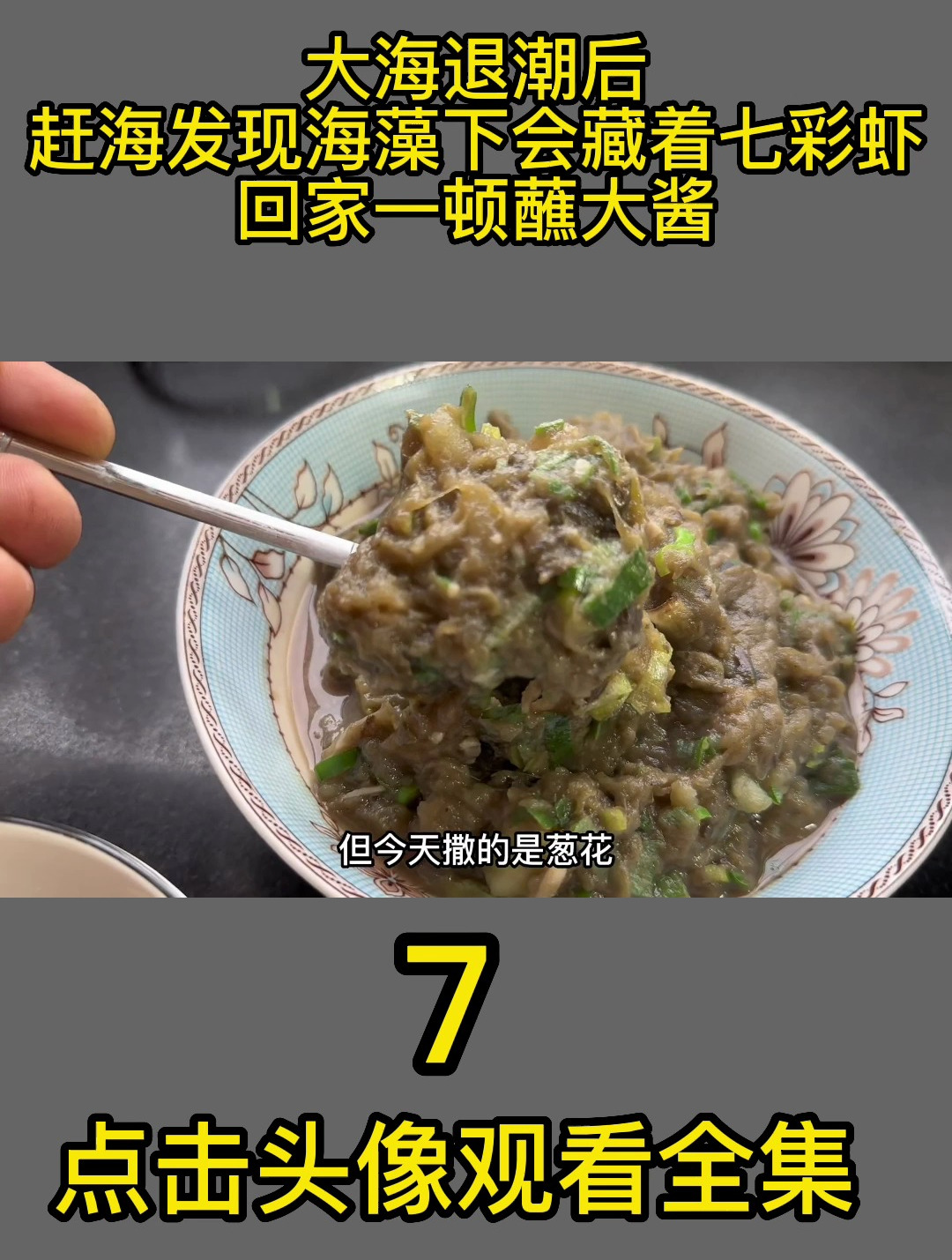 大海退潮后,赶海发现海藻下会藏着七彩虾,回家一顿蘸大酱7