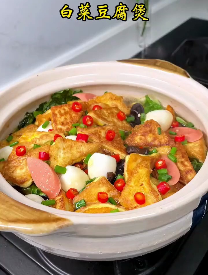 天冷了,一定要来一锅热乎乎的 白菜豆腐煲 简单好吃又下饭