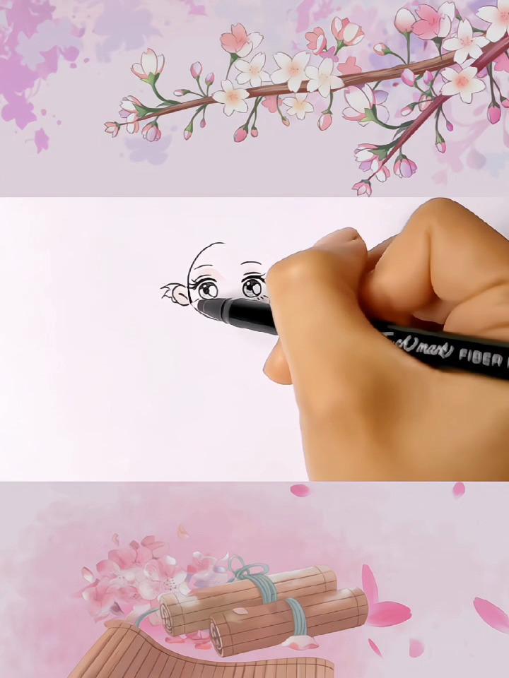 学画紫色古风美人鱼