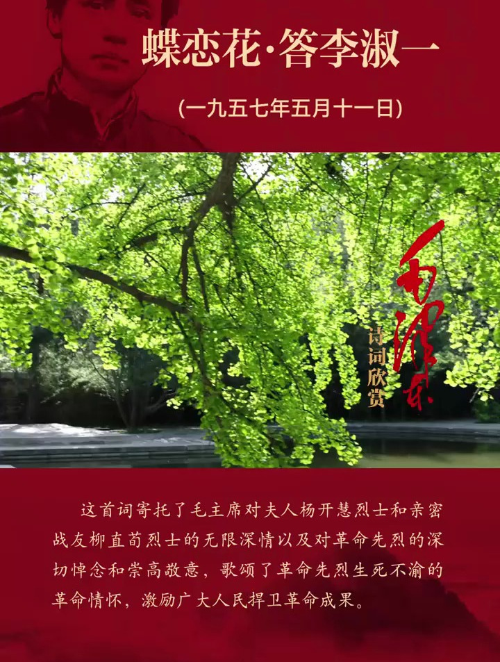 诗词 毛主席诗词《蝶恋花·答李淑一》