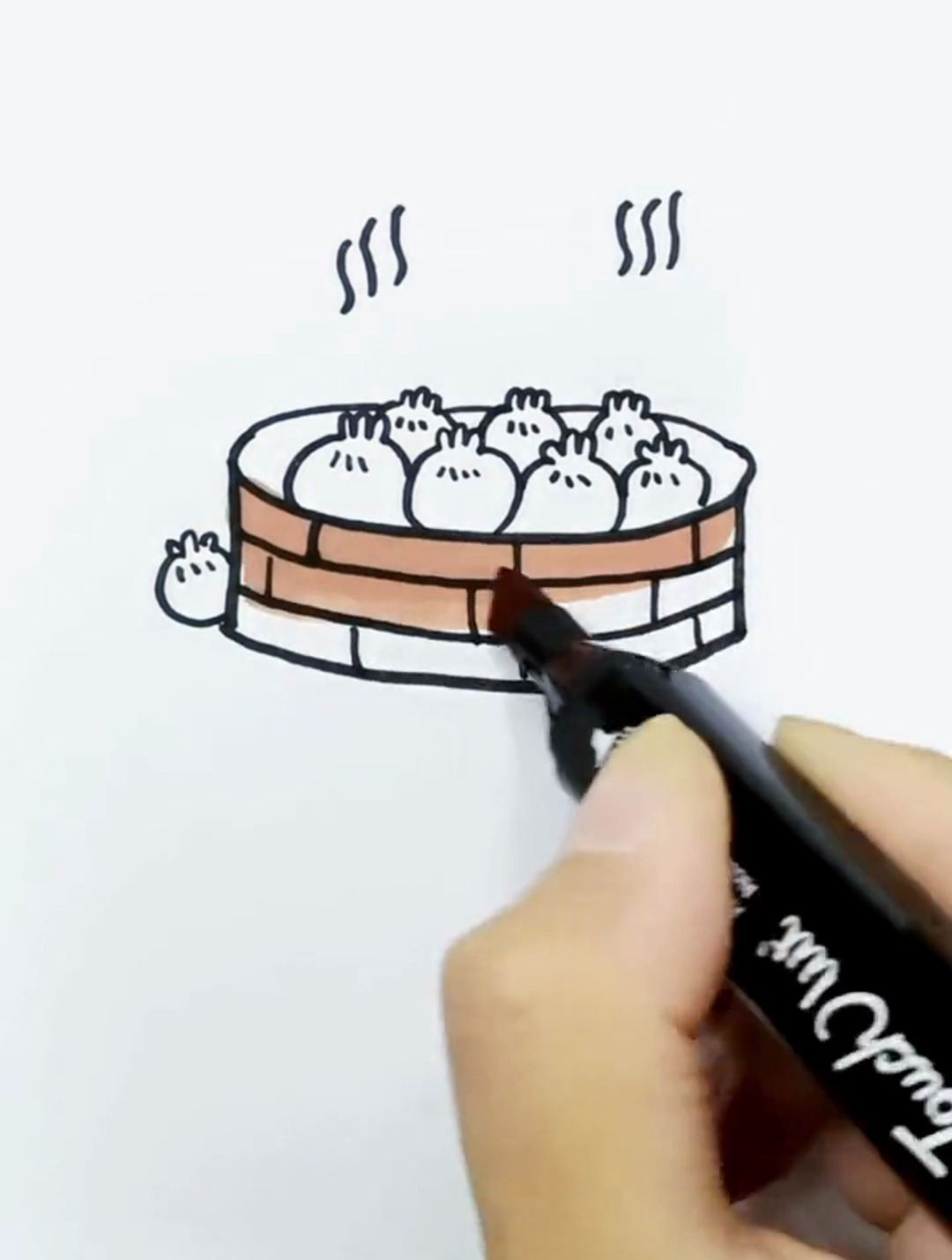 你们爱吃的小笼包来啦,和我一起来画小笼包吧