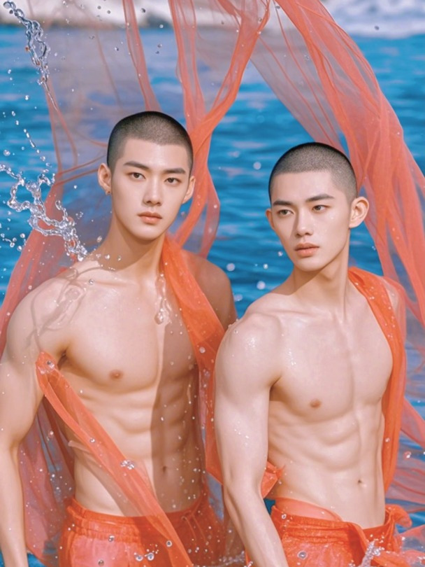 红色系男生壁纸 腹肌男孩