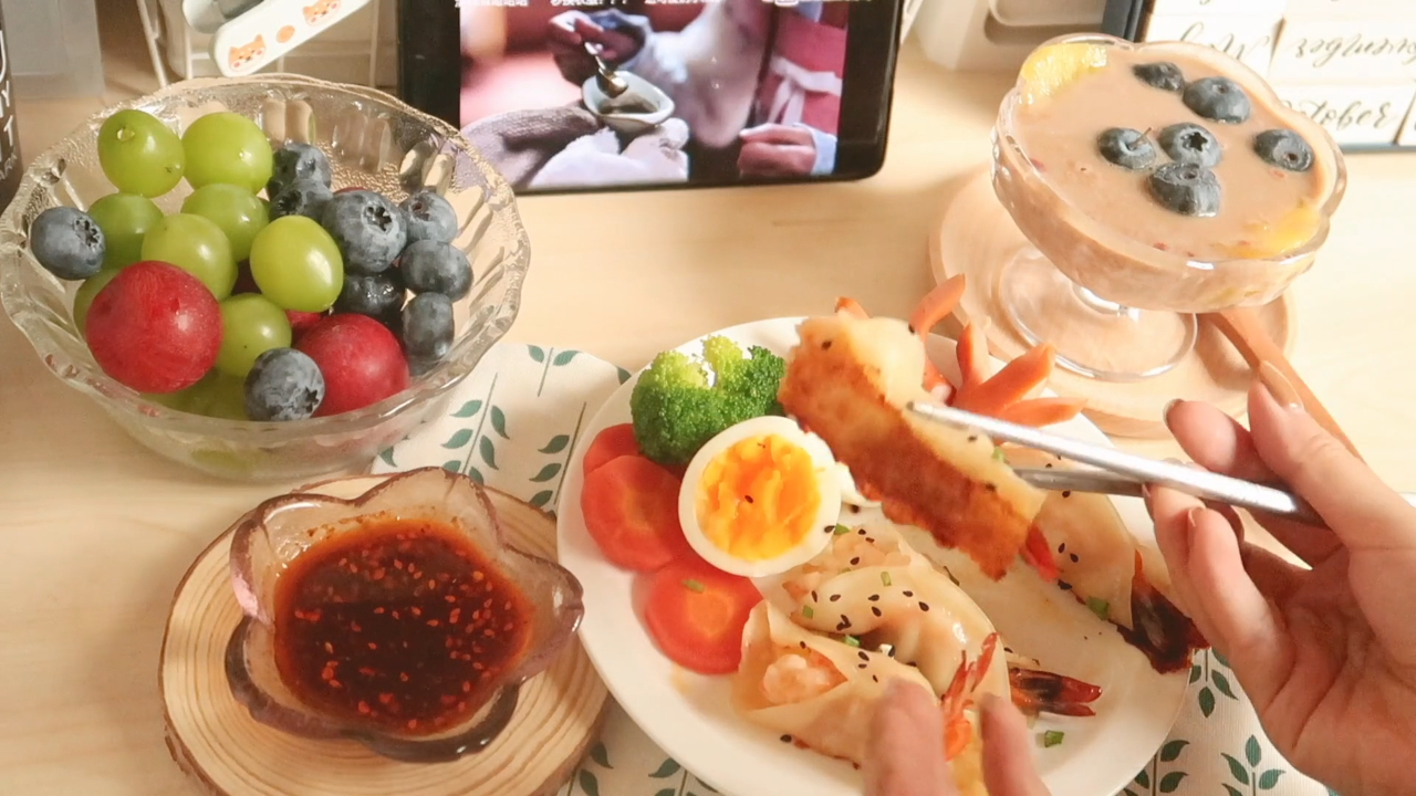 vlog | 全虾黄金煎饺 | 手绘美食手帐