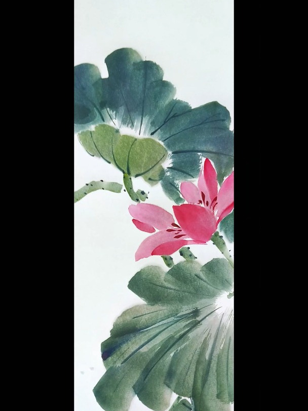几笔就可以画一副荷花小品,国画真是太好玩了