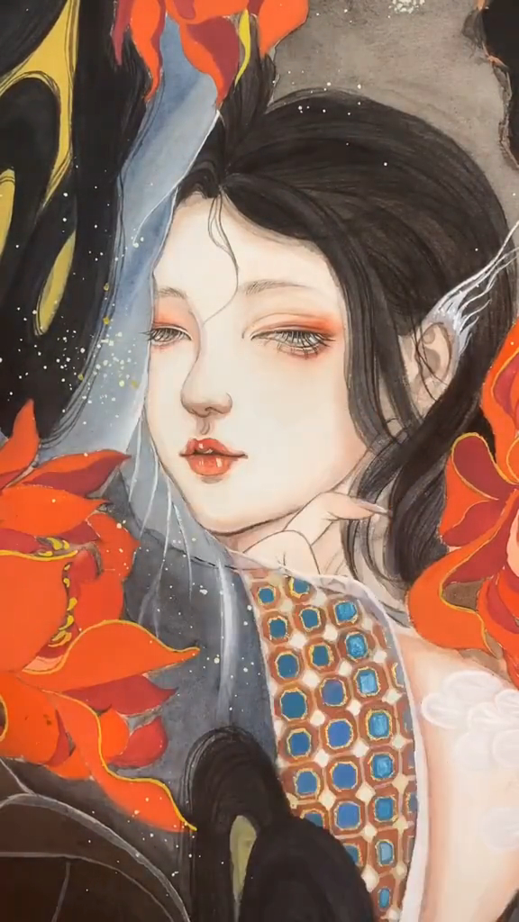 古风美人鱼插画__生命是一座空城,装满了妖言惑众的感情