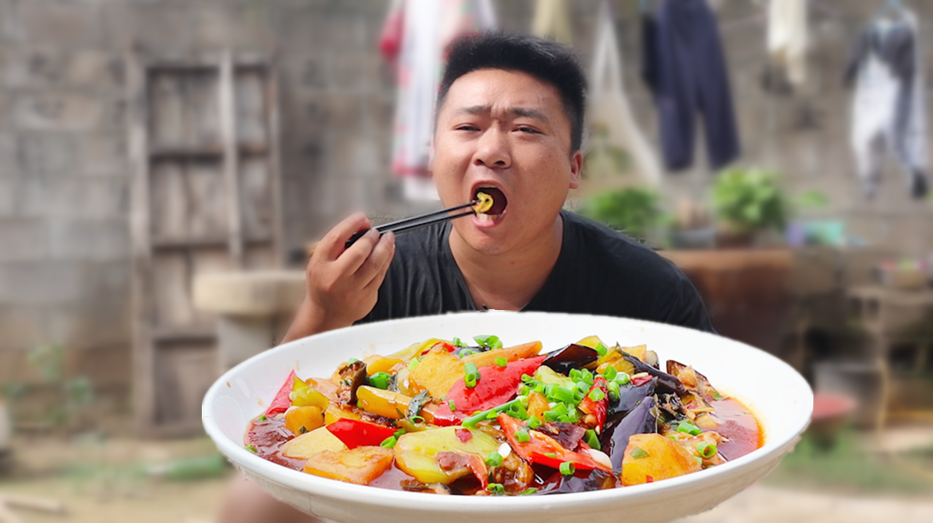 农村大根做东北“地三鲜”,茄子入味,拌饭吃真过瘾