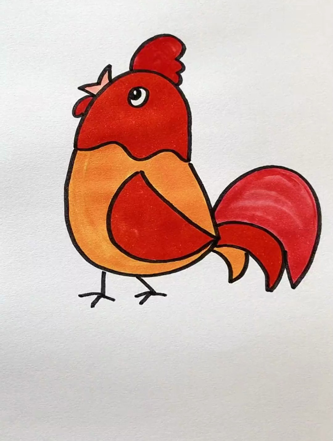 昂首挺胸的大公鸡 育儿简笔画 一起学画画 大公鸡简笔画
