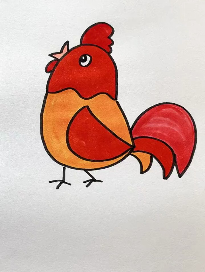 昂首挺胸的大公鸡 育儿简笔画 一起学画画 大公鸡简笔画