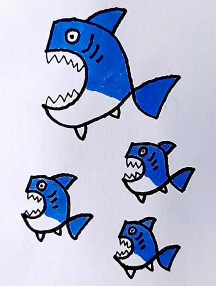 鲨鱼简笔画幼儿简笔画