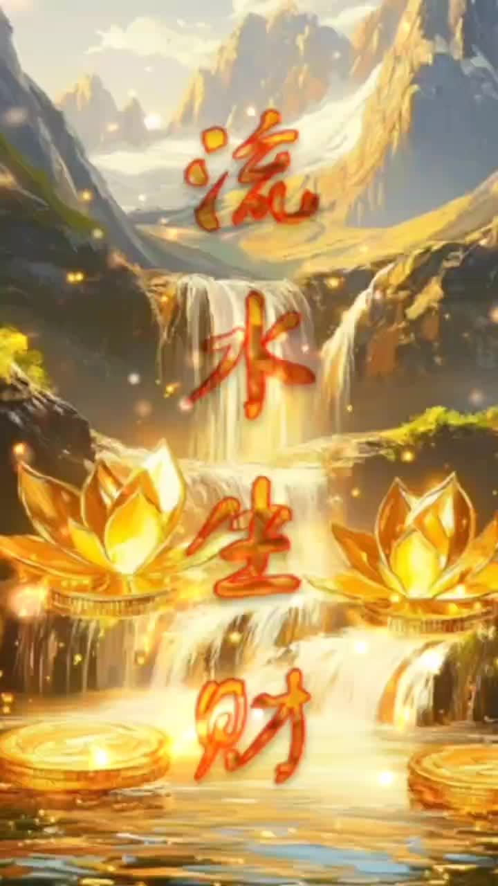 流水潺潺财源滚滚,金色手机壁纸让你的手机屏幕焕发奢华光彩