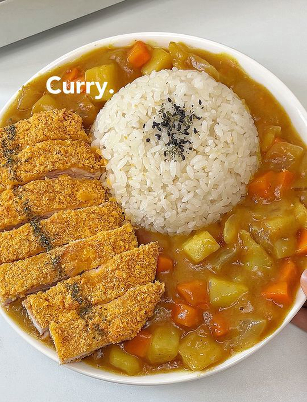 独享美味香脆鸡排咖喱饭,多汁到停不下来!