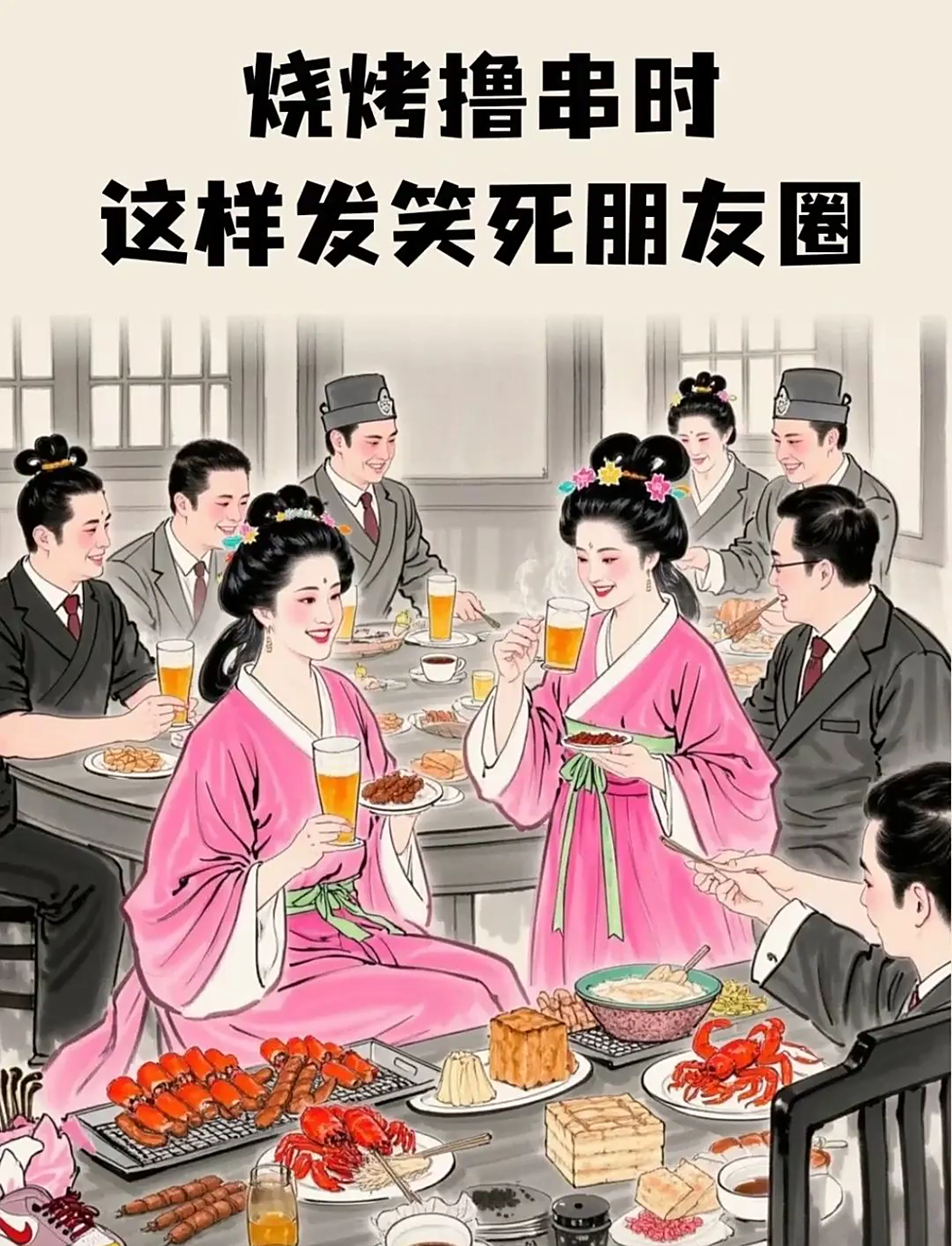 假期烤串嗨皮,发这招,逗乐你的朋友圈小伙伴