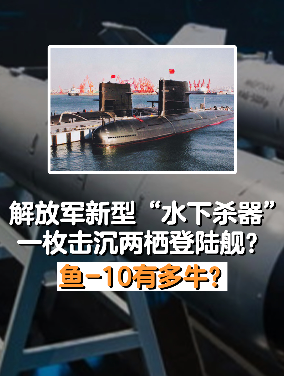 解放军新型重型鱼雷鱼-10,一枚击沉两栖登陆舰?西方高度关注