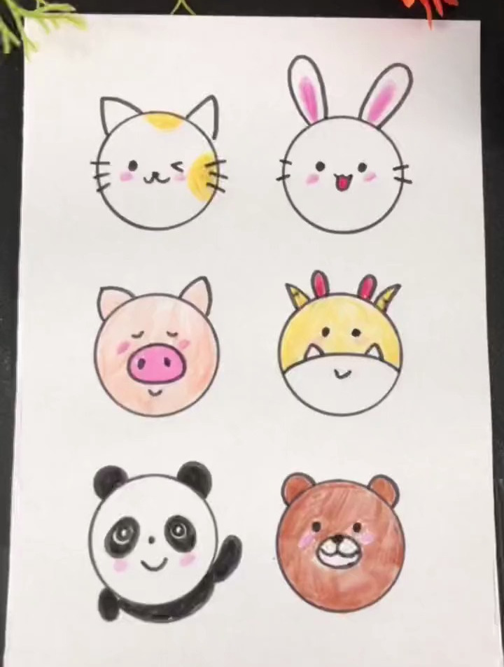 用圆画各种各样小动物,宝宝们快来一起画 零基础学画画