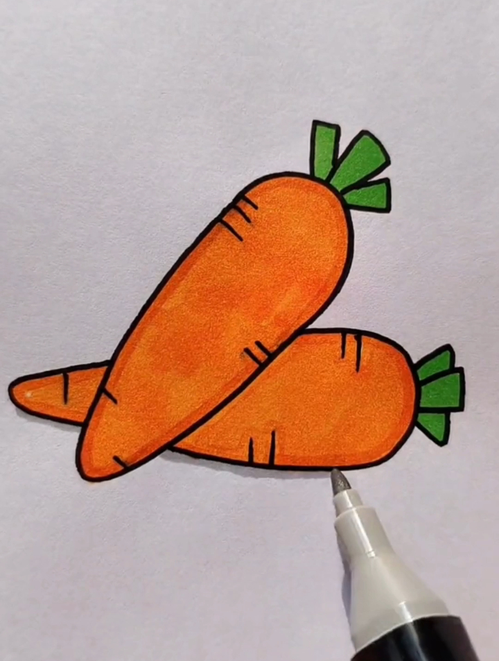 胡萝卜怎么画,胡萝卜简笔画教程,超级简单的胡萝卜儿童绘画!