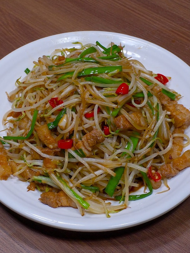 家庭版韭菜炒豆芽做法