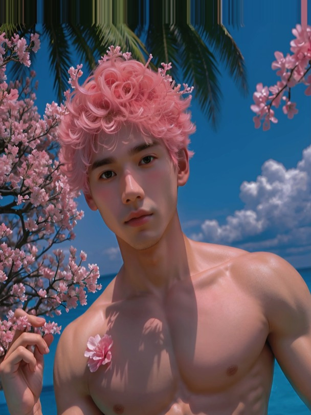 粉色系肌肉男孩 帅哥手机壁纸