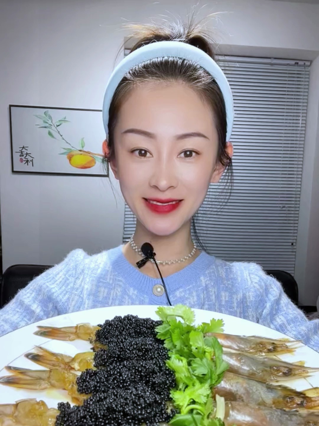 黑鱼籽开背大虾,来咯