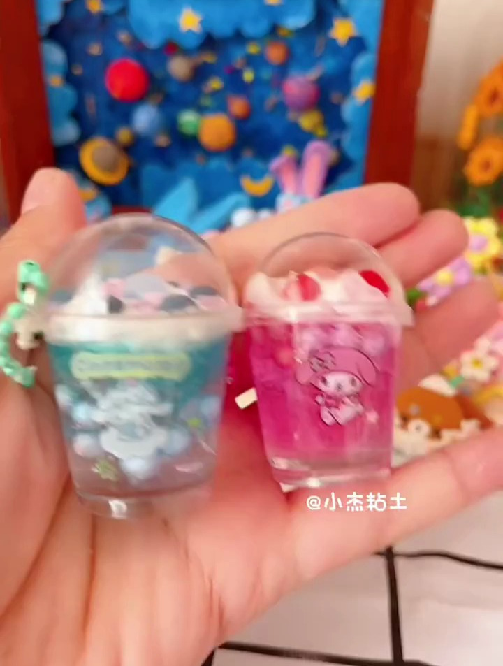 超轻黏土,手工制作,可可爱爱的奶茶杯,太喜欢了!