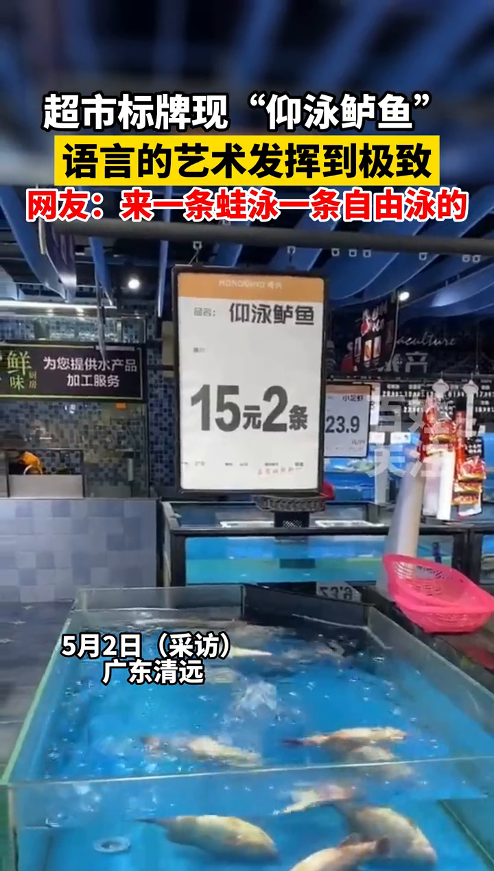 超市标牌现“仰泳鲈鱼”,语言的艺术发挥到极致