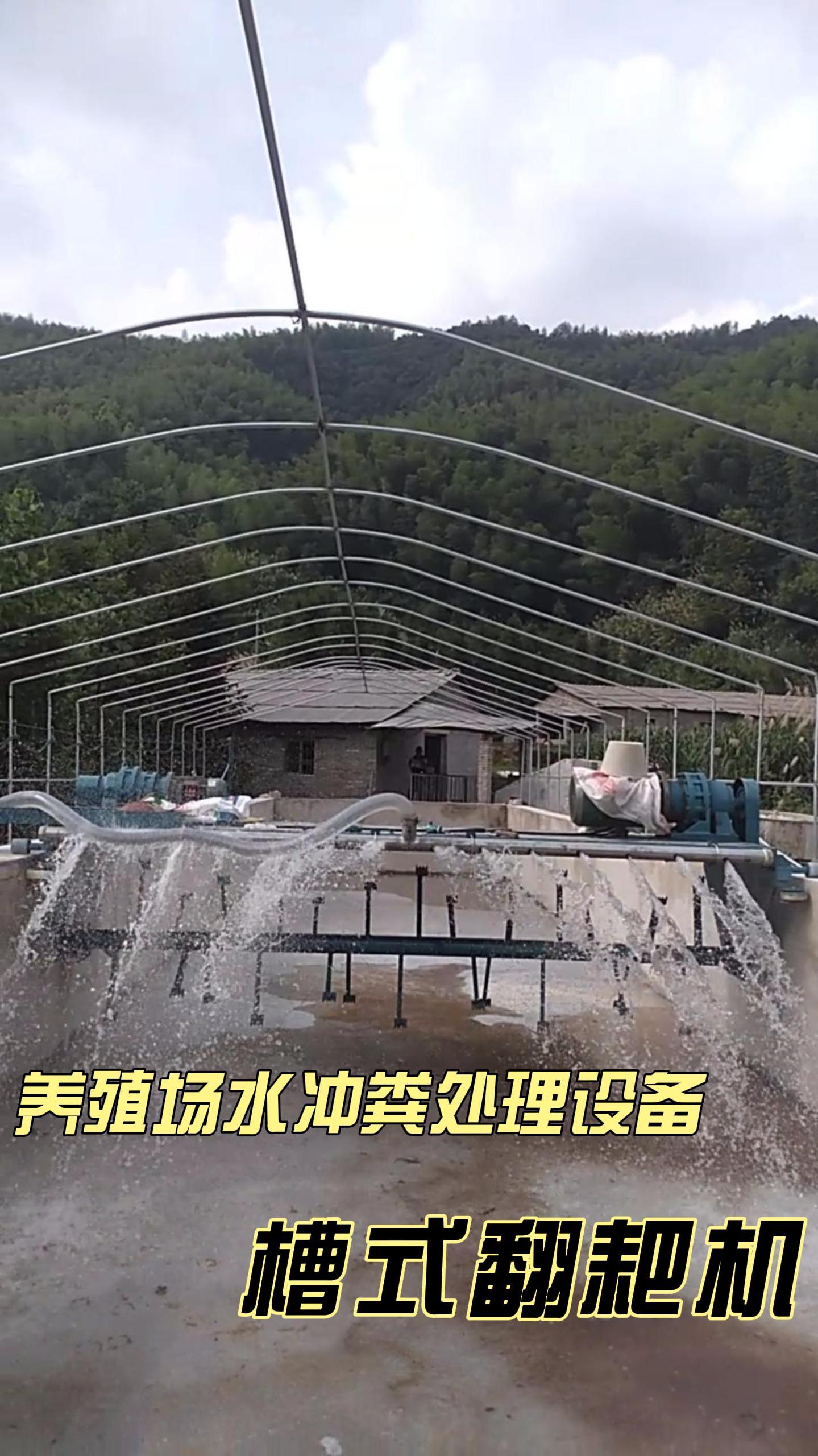 养殖场水冲粪怎么发酵有机肥 无需固液分离 槽式翻耙机