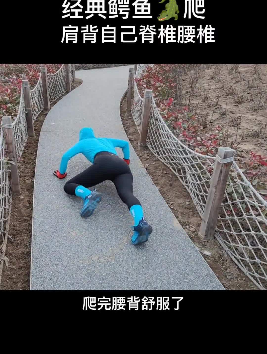 经典锻炼动作鳄鱼爬锻炼腰背肩颈力量