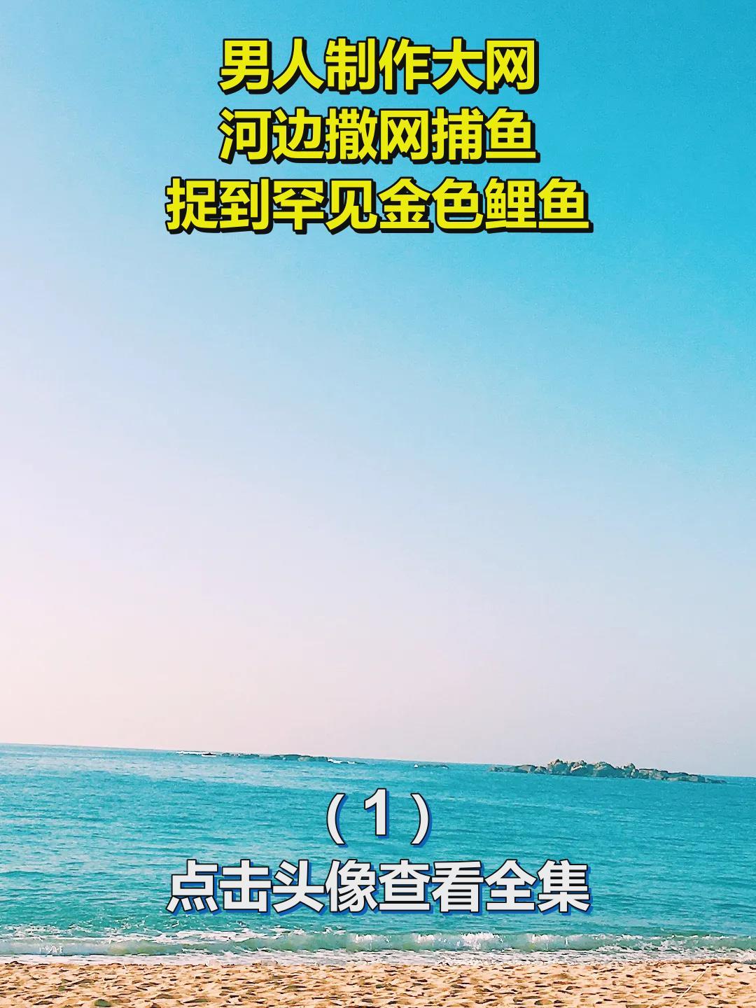 男人制作大网,河边撒网捕鱼,捉到罕见金色鲤鱼1