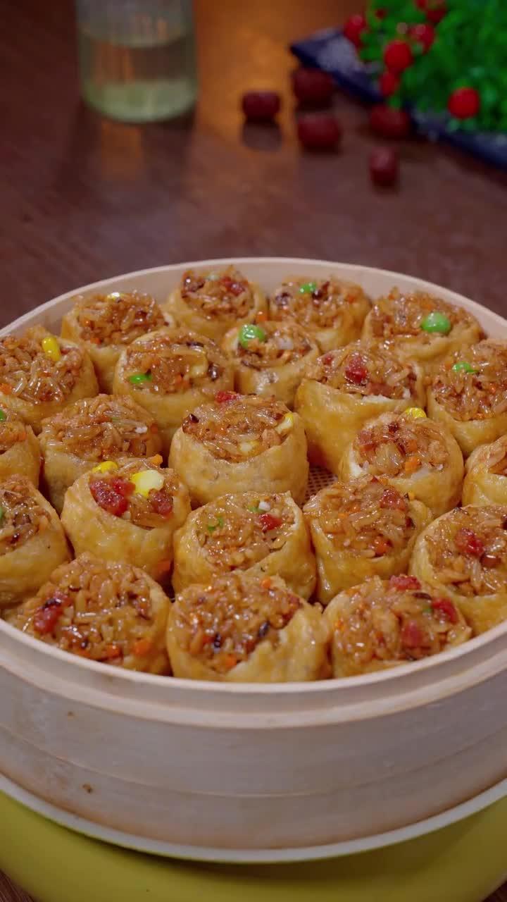 谁能想到把糯米饭塞进豆腐泡中