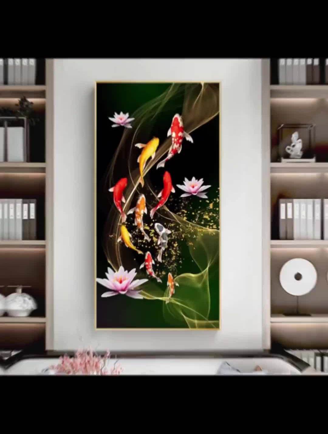 最近爆红直播间装饰画今天它来了,寓意长长久久,年年有鱼