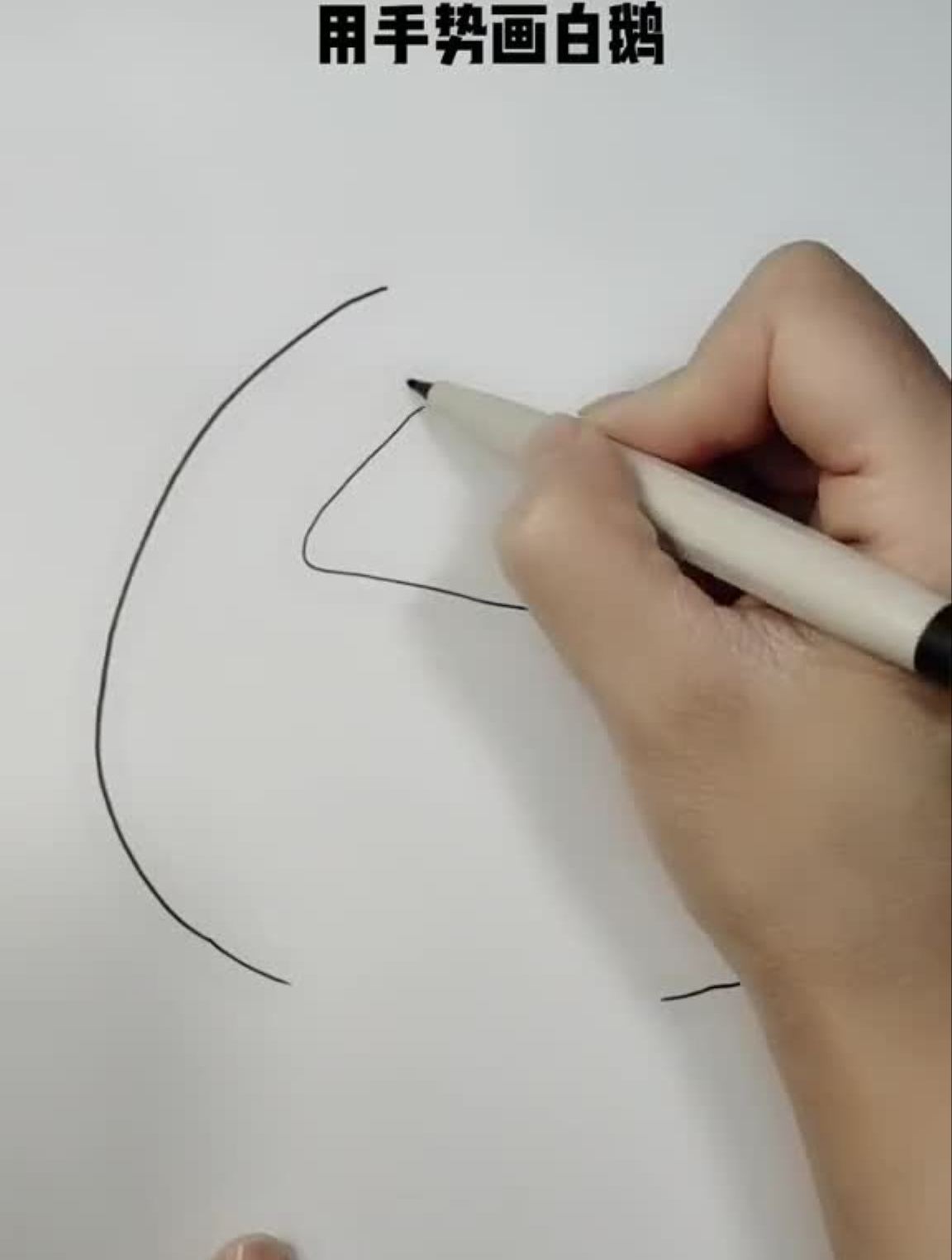 一只大白鹅绘画简笔画创意热门手势画