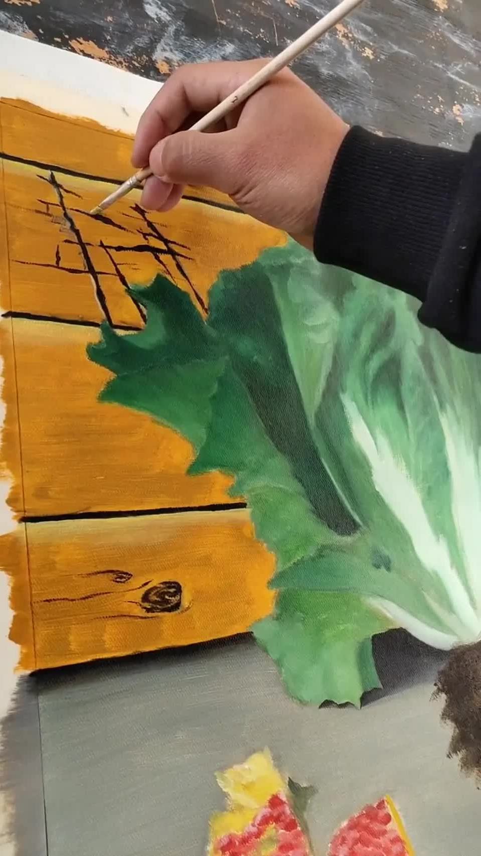 见识一下油画的白菜,看到这一幕,网友:心情都变好了