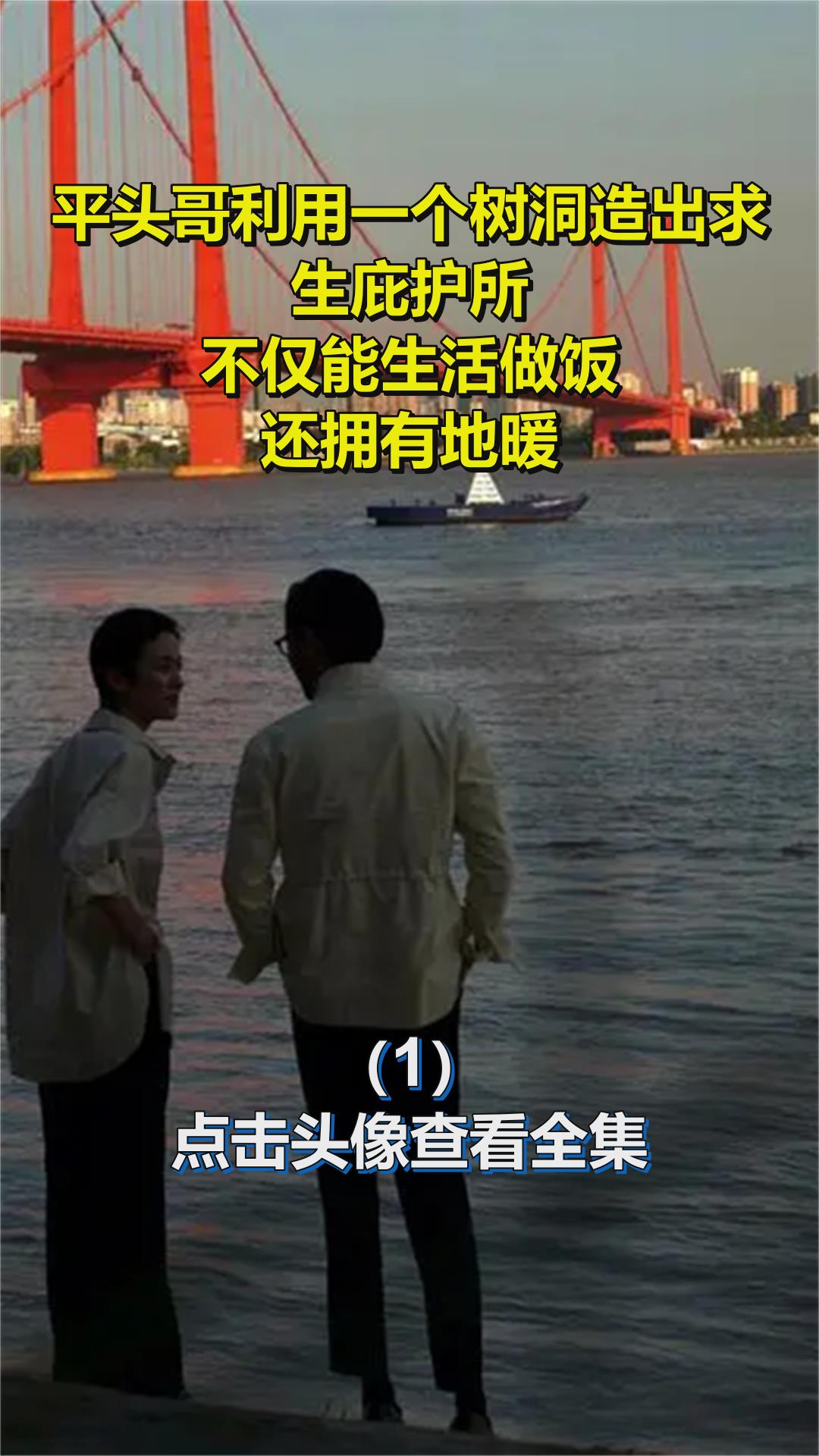 平头哥利用一个树洞造出求生庇护所,不仅能生活做饭