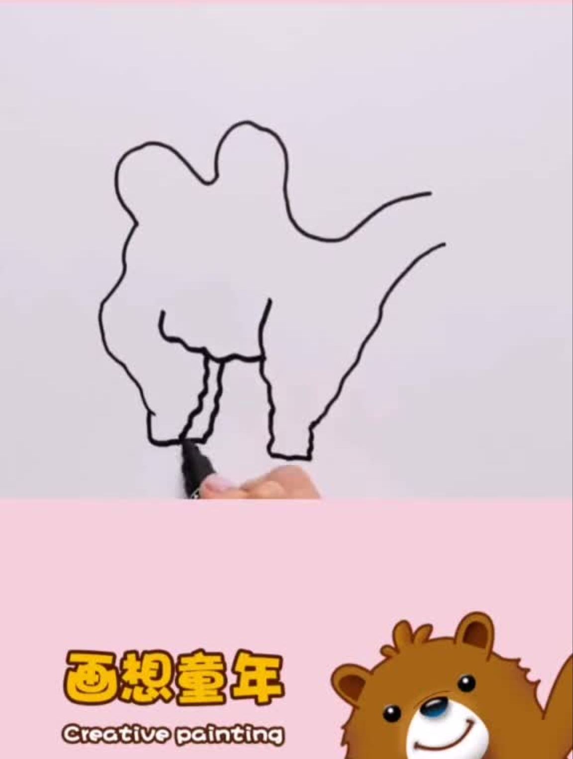 创意儿童画,一学就会的骆驼创意儿童画简笔画
