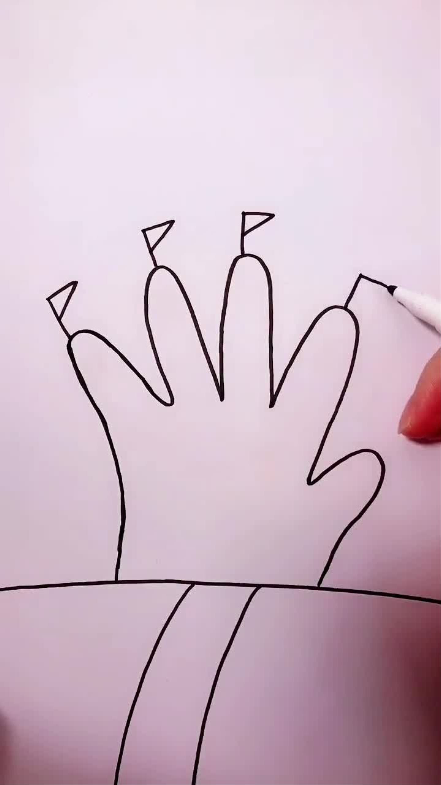 宝宝手掌画城堡简笔画有趣的创意