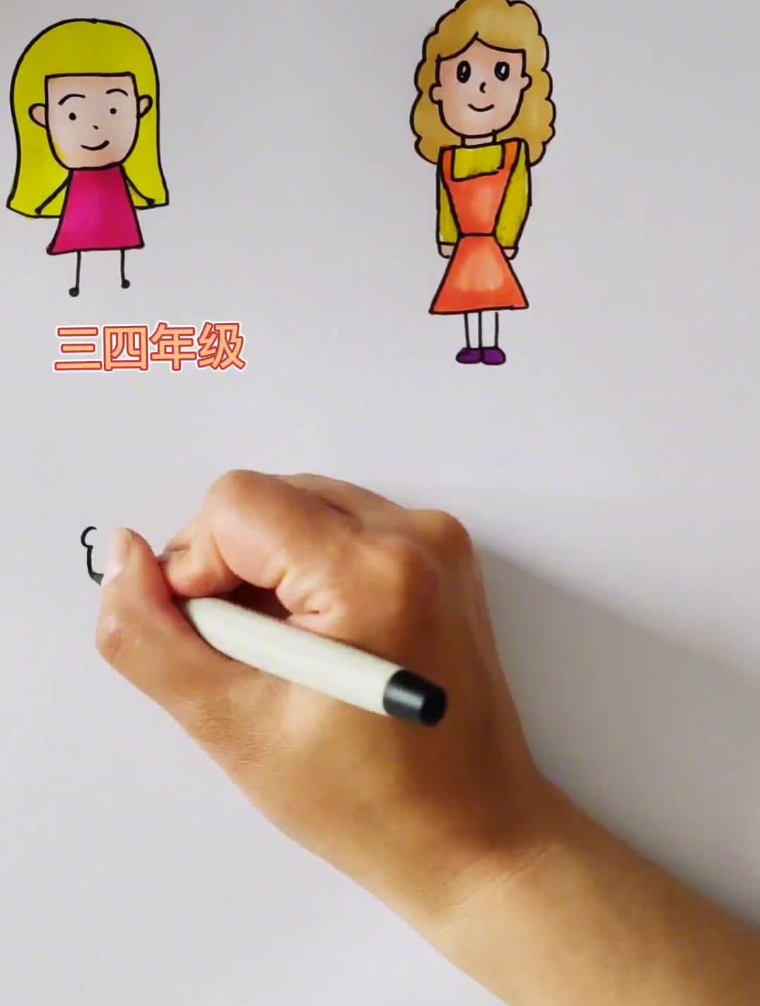 穿上围裙作妈妈母亲节儿童画简笔画画画原创绘画教程创意