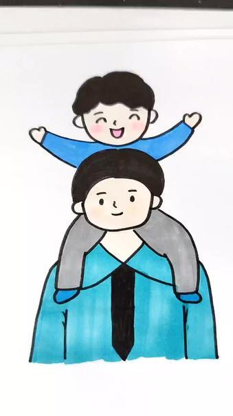 用“爸”字简单画爸爸,祝所有的爸爸们节日快乐 育儿简笔画