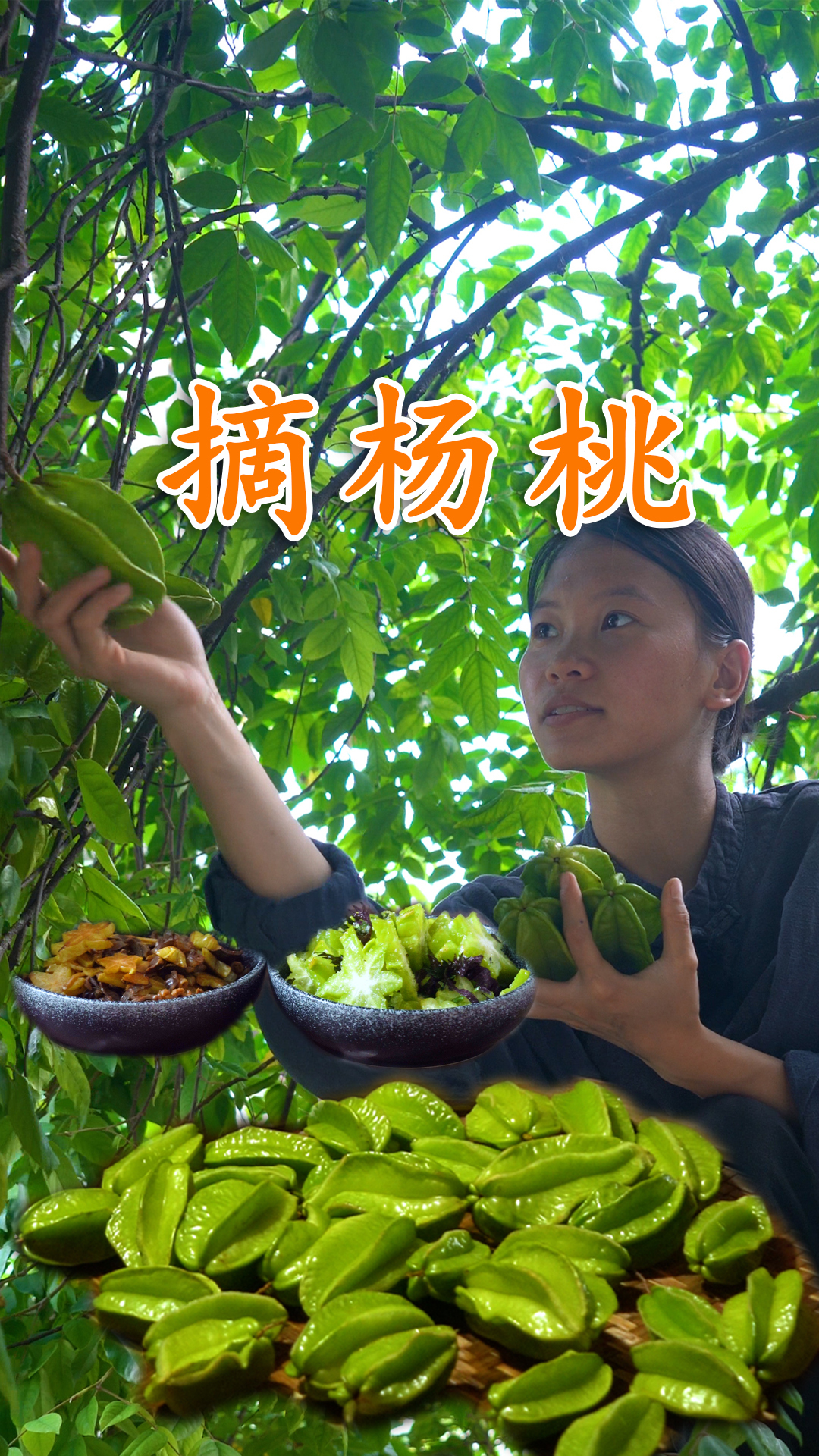 摘杨桃咯,腌一罐杨桃酸,炒一碗杨桃鸭杂,做一道凉拌杨桃