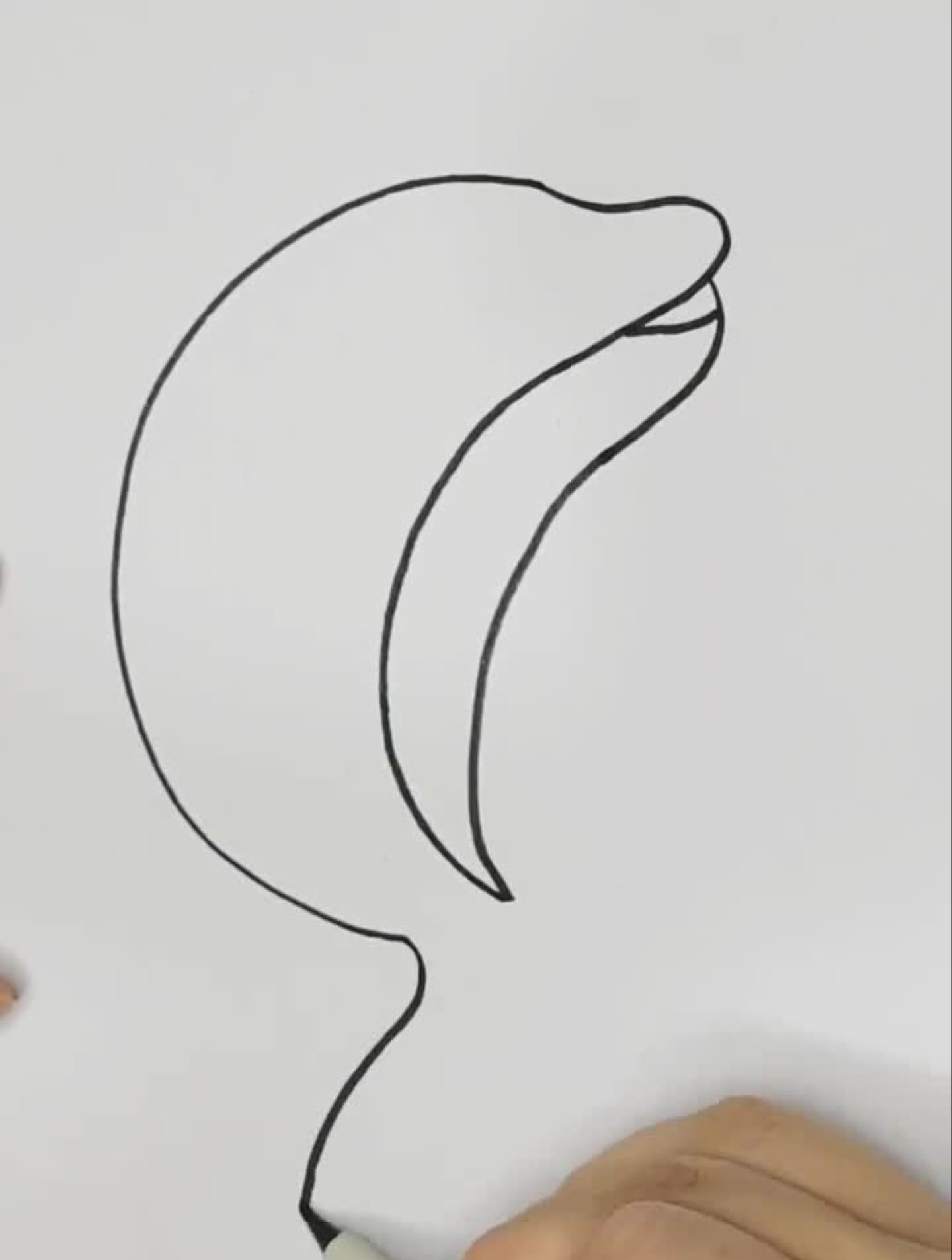 三个C画海豚简笔画儿童画萌