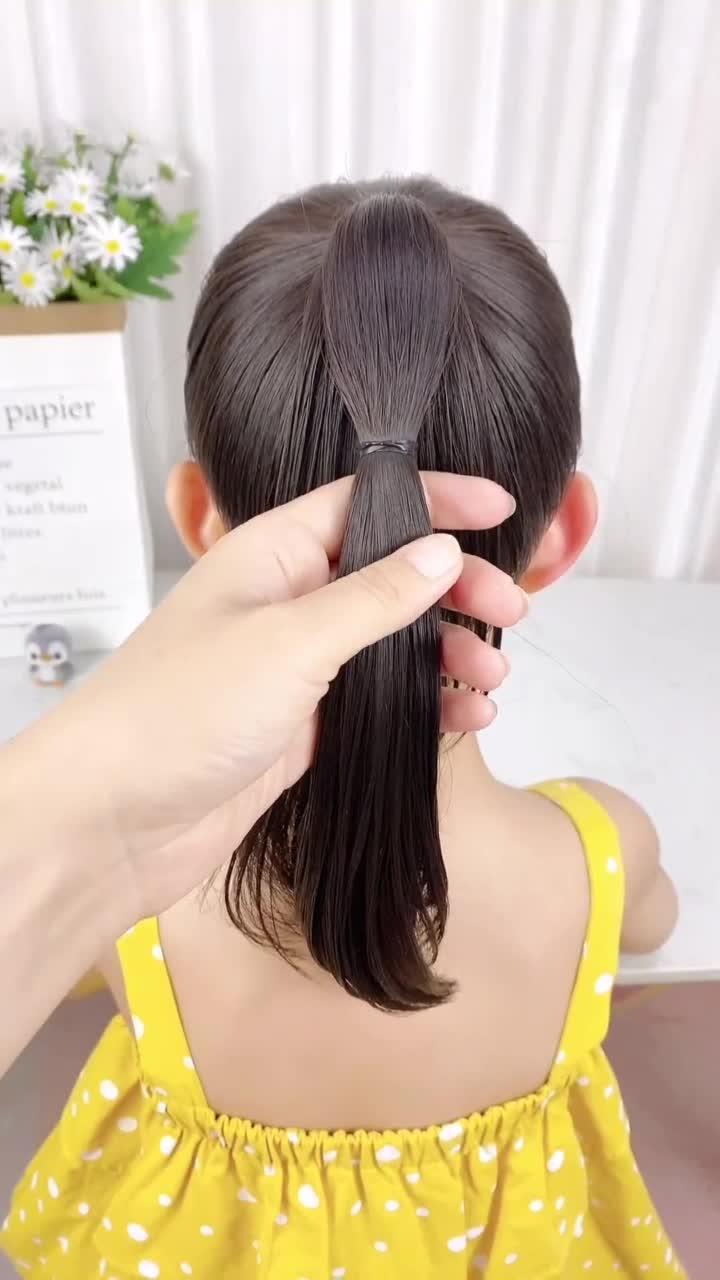 自带蝴蝶鱼骨辫马尾辫慢教程 快学会了给女儿安排起来