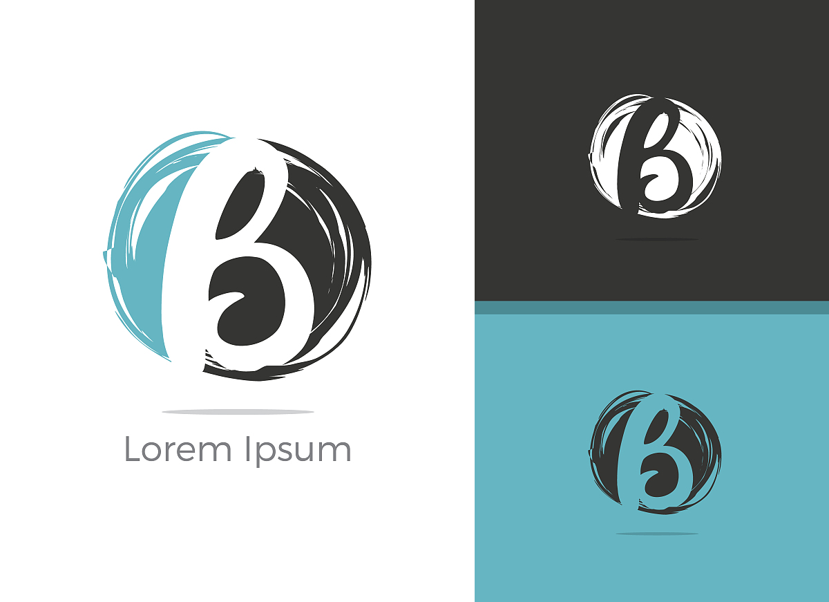 b letter logo design, letter b in brush stoke vector icon.