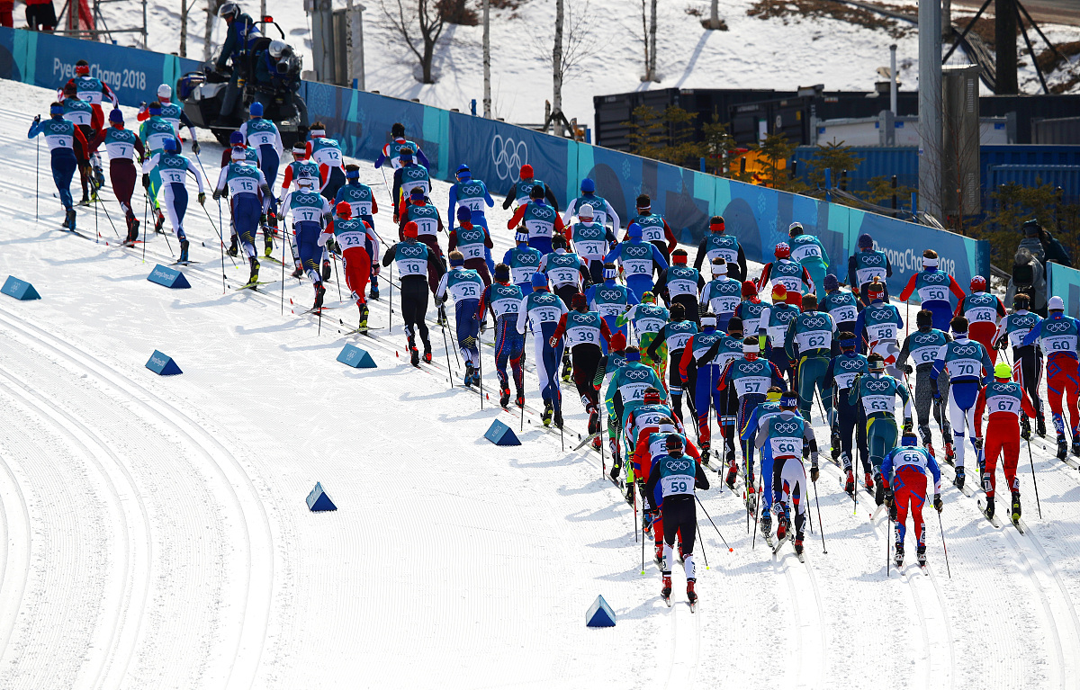 2018年2月24日,韩国,2018平昌冬奥会越野滑雪男子50公里决赛赛况.***_