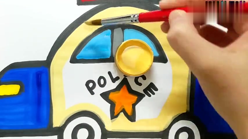 儿童简笔画,蜡笔画,水彩画,每日更新,警车篇