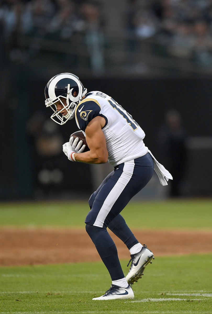 oakland, ca - august 19:  cooper kupp #18 of the los angeles ram
