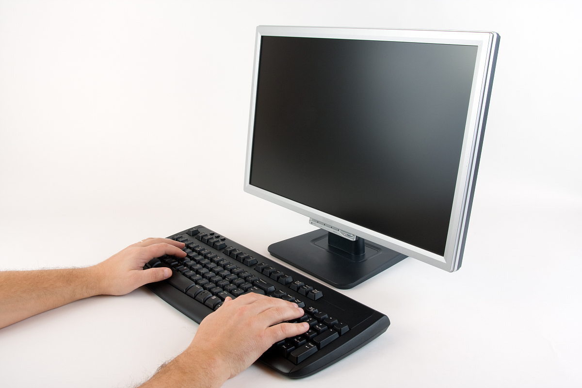 typing on a computer