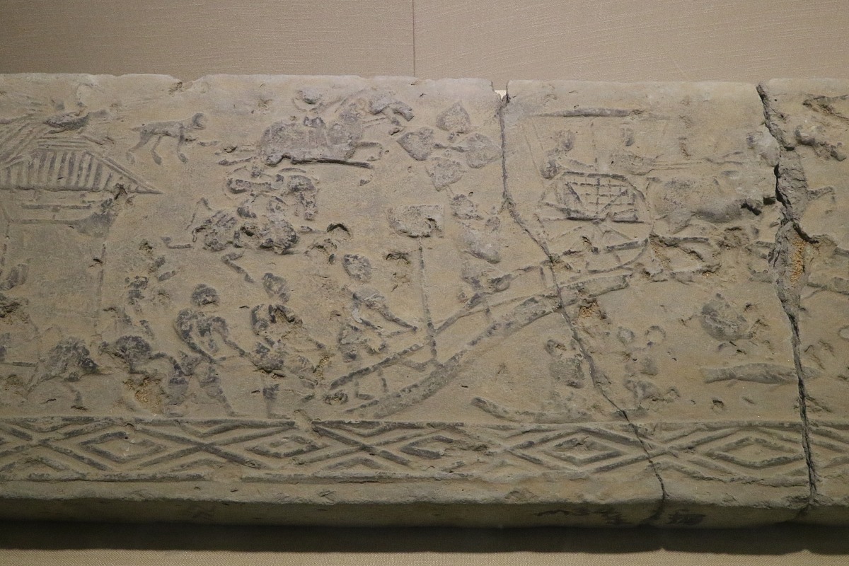 ***_***2017年10月19日,郑州, 泗水捞鼎画像砖(局部特写),东汉(公元25