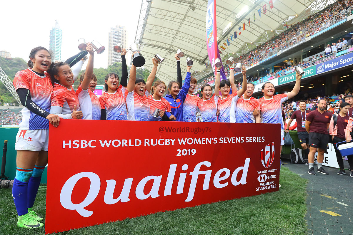 2018年4月6日,中国香港,2018世界女子七人橄榄球系列赛次日赛况.
