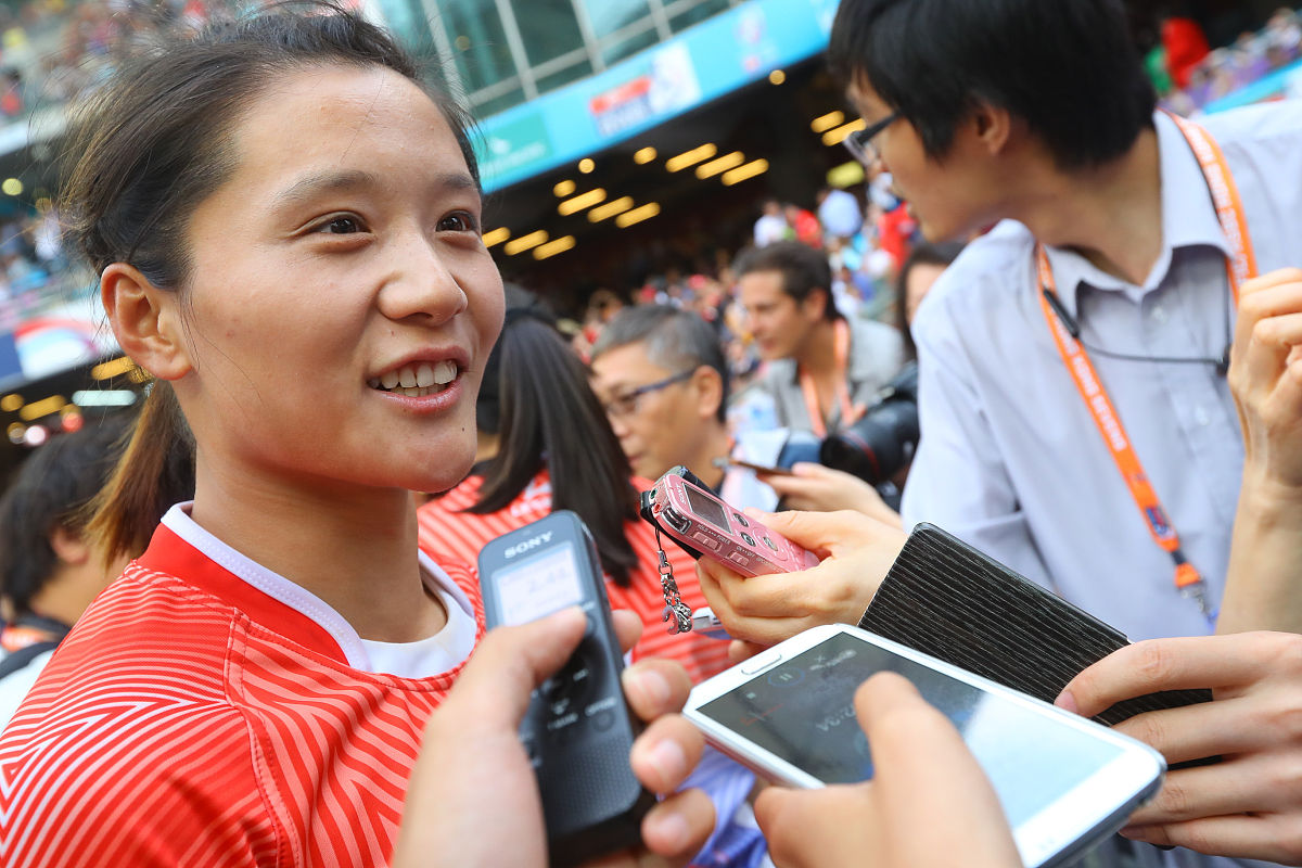 2018年4月6日,中国香港,2018世界女子七人橄榄球系列赛次日赛况.