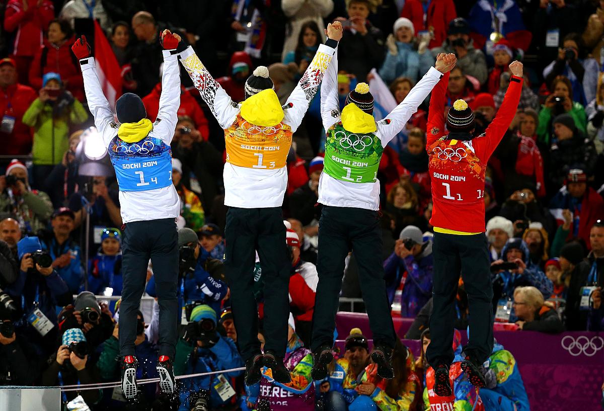 sochi, russia - february 22: (l-r) simon schempp, arnd peiffer, 