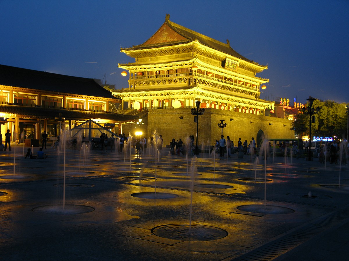 2008年6月,西安,鼓楼夜景.+++_+++西安,鼓楼,夜景,