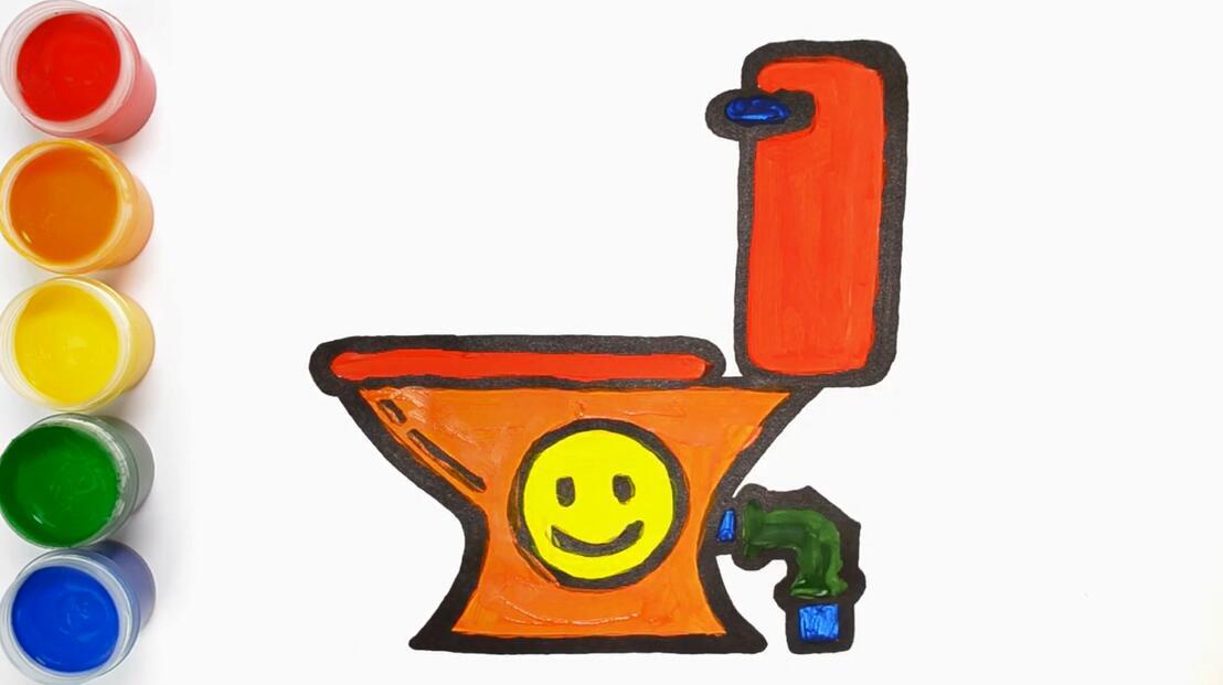 儿童早教绘画视频,教孩子们绘制一个马桶
